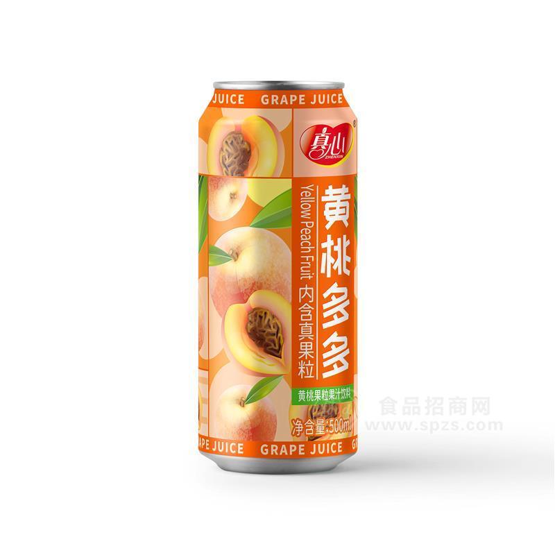 真心黃桃多多黃桃果粒果汁飲料500ml罐裝