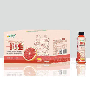 昊雨一瓶菓哆红西柚果肉果汁饮料500ml×15瓶