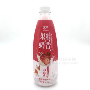 昊雨果粒奶昔草莓味果粒乳味飲料1.25L