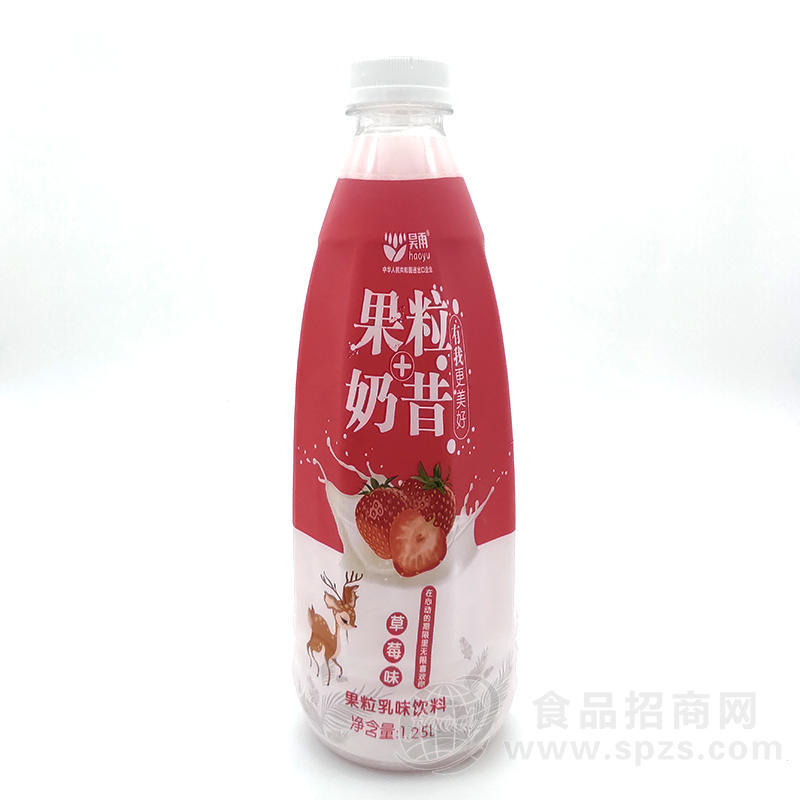 昊雨果粒奶昔草莓味果粒乳味饮料1.25L