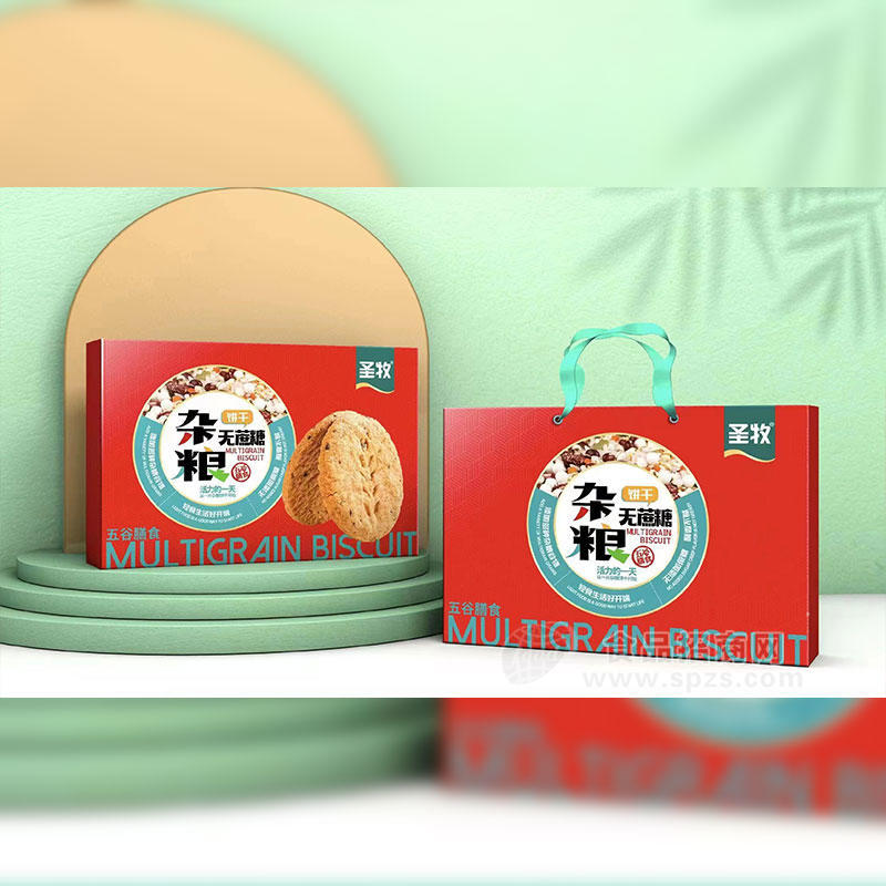 ·圣牧无蔗糖杂粮饼干烘焙食品红色礼盒装招商 