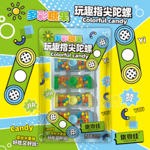 优壹佳多彩糖果玩趣指尖陀螺缤纷水果味30g