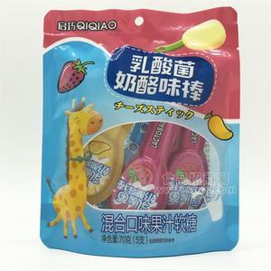 啟巧食品乳酸菌奶酪味棒果汁軟糖混合口味70gX5支