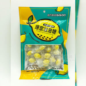 启巧食品爆浆泡泡糖清香柠檬味80g