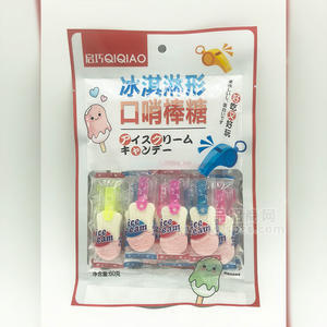 启巧食品冰淇淋形口哨棒糖60g