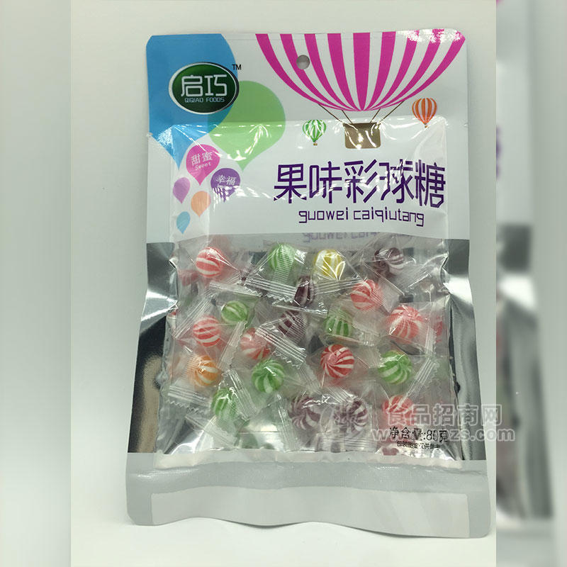 啟巧食品果味彩球糖80g