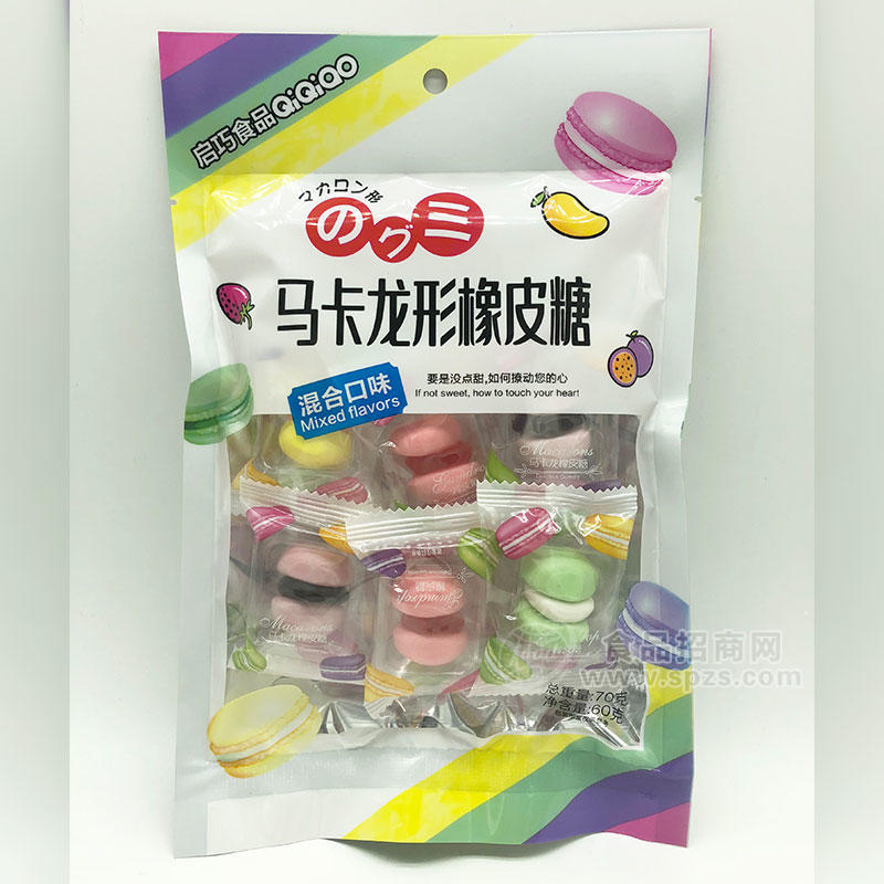 啟巧食品馬卡龍形橡皮糖混合口味60g