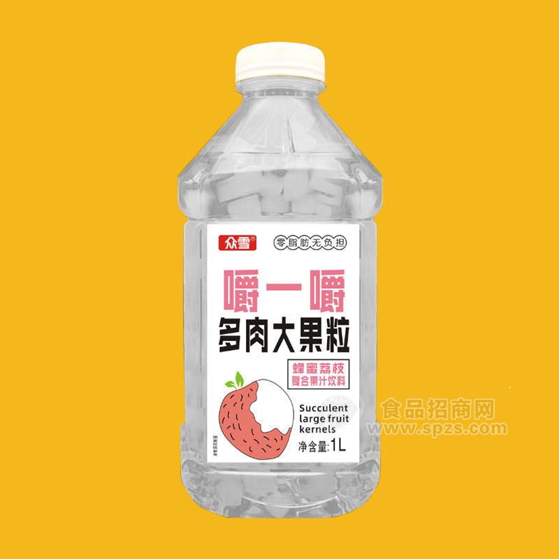 众雪多肉大果粒蜂蜜荔枝复合果汁饮料1L 
