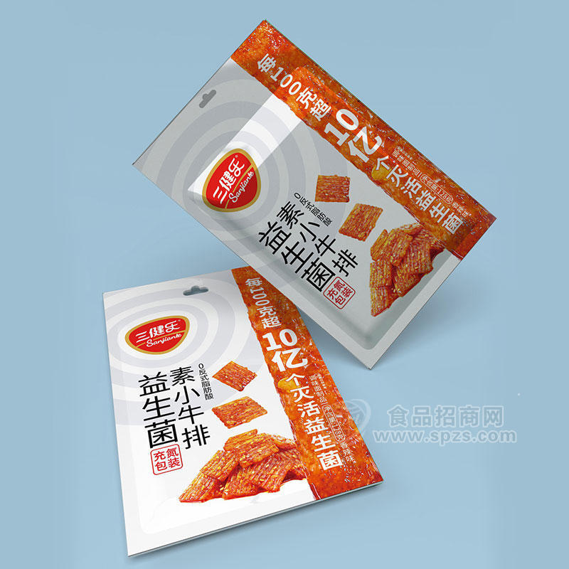 三健樂益生菌素小牛排調(diào)味面制品香辣味128g