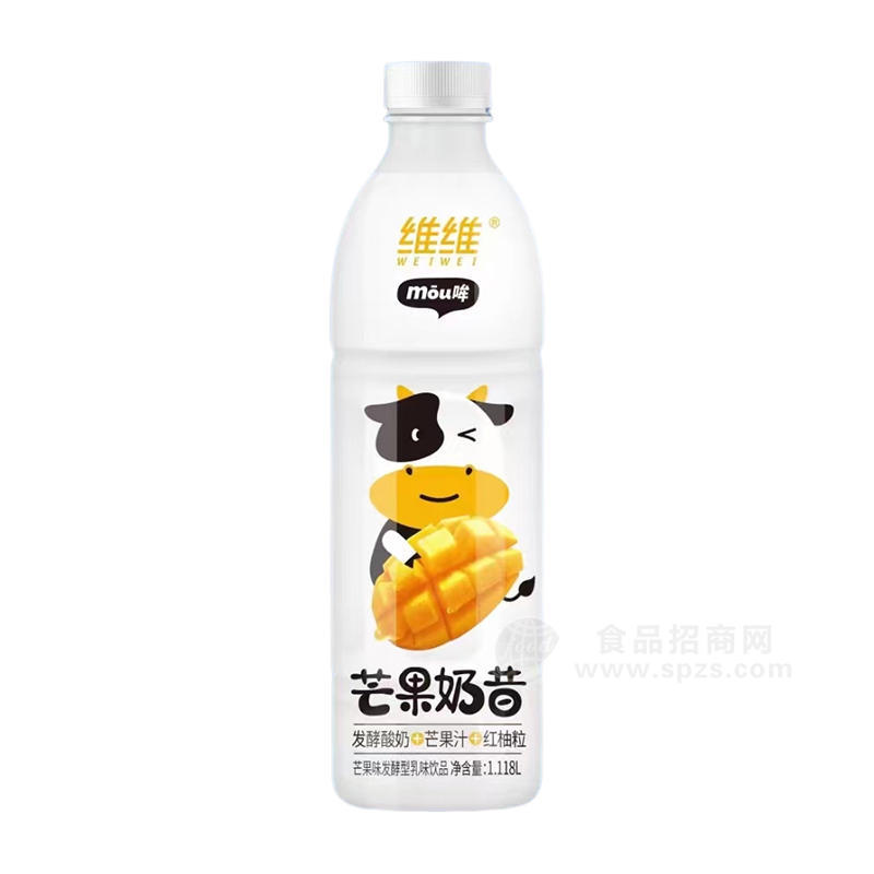 同聚堂維維芒果奶昔芒果味發(fā)酵型乳味飲品招商1.118L