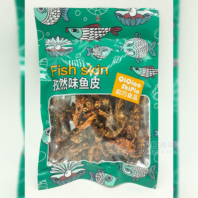 啟巧食品魚(yú)皮孜然味80g