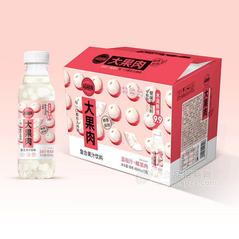 益和源荔枝汁+椰果肉复合果汁饮料460mlx15瓶