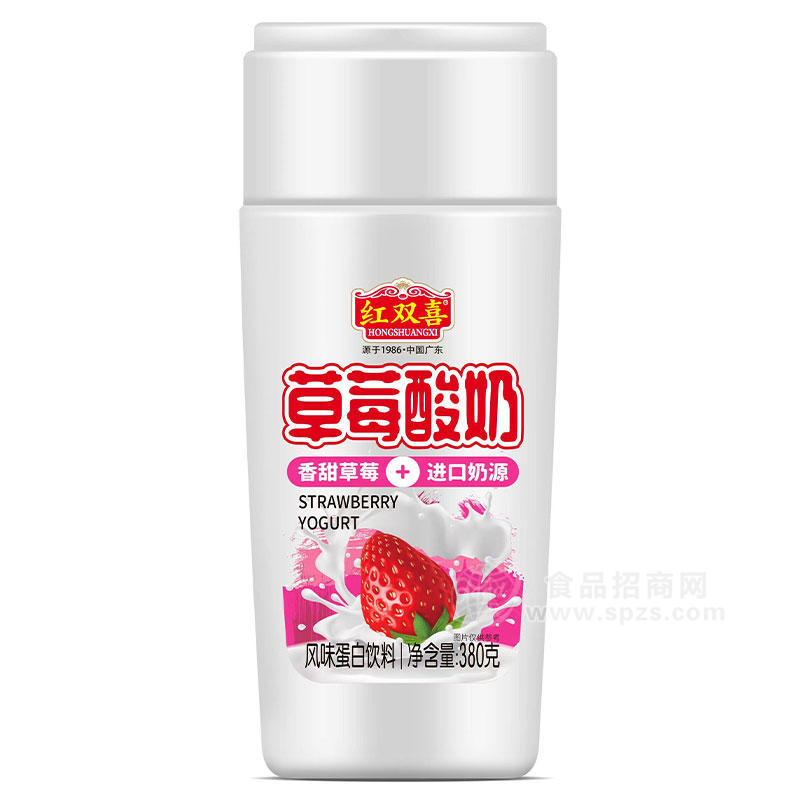 紅雙喜草莓酸奶風(fēng)味蛋白飲料380g