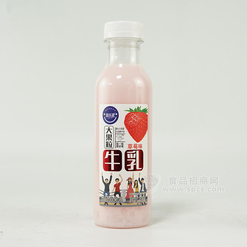 簡樂派大果粒乳酸菌飲品草莓味牛乳瓶裝招商400ml