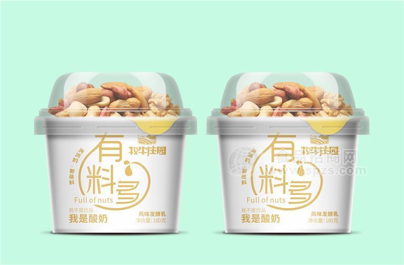 ·牧牛庄园有料多风味发酵乳180克谷物酸奶坚果酸奶杯装酸奶 