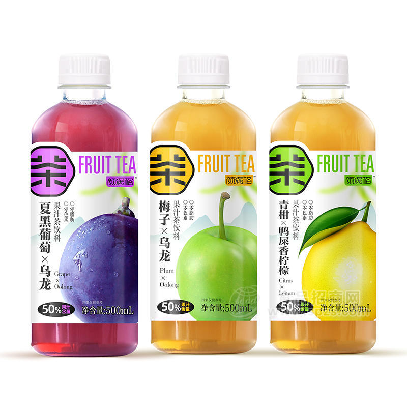 颜满格夏黑葡萄梅子乌龙青柑香柠檬果汁茶饮料500ml