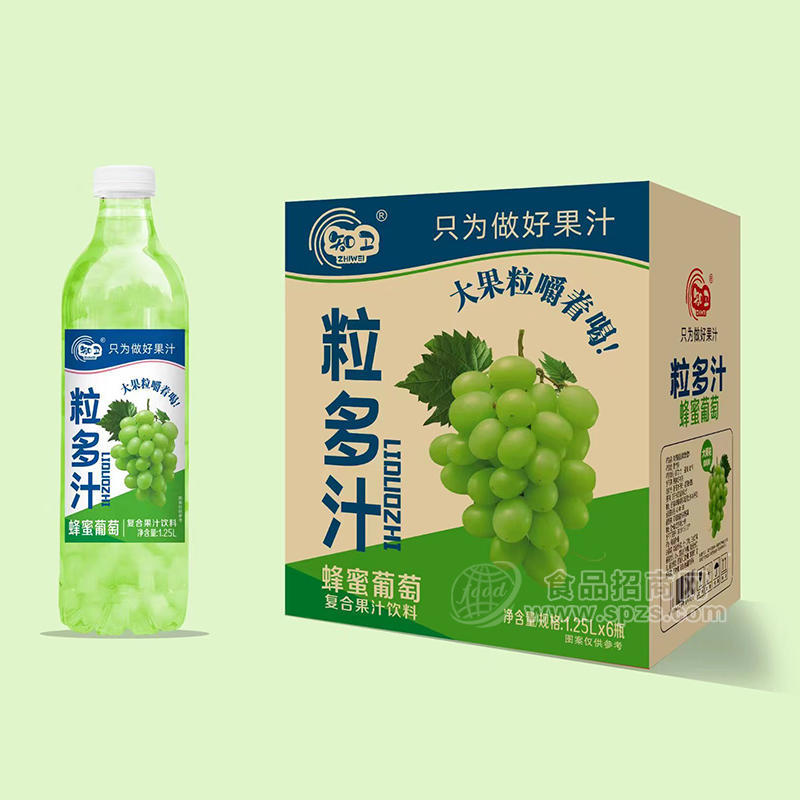 知衛(wèi)粒多汁蜂蜜葡萄復合果汁飲料1.25LX6瓶