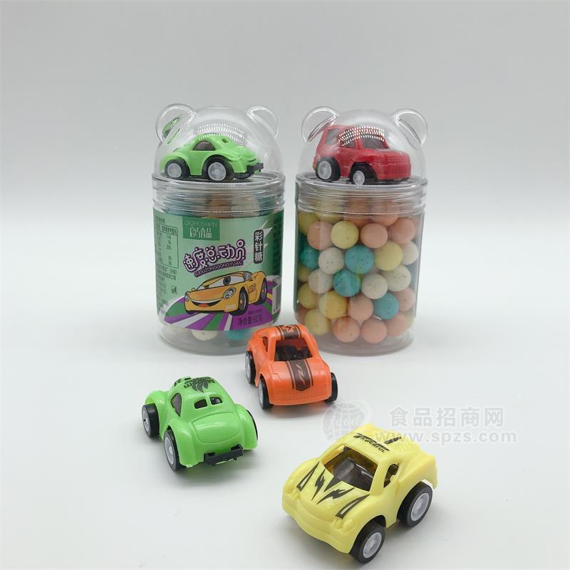 启巧食品速度总动员彩针糖儿童玩具小汽车50g