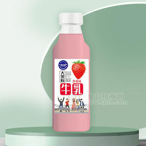 简乐派草莓味大颗粒牛乳乳酸菌饮品瓶装招商1.25L