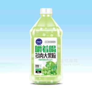 简乐派葡萄味多肉大果粒蜂蜜葡萄复合果汁饮料瓶装招商1L