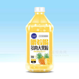 简乐派菠萝味多肉大果粒蜂蜜菠萝复合果汁饮料瓶装招商1L
