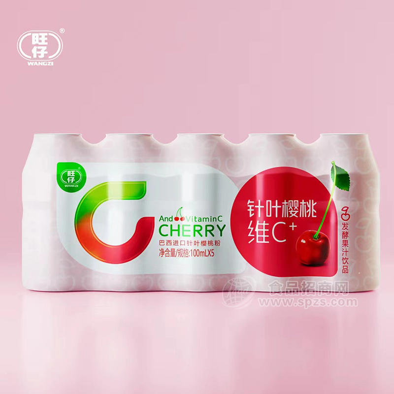 旺仔针叶樱桃粉发酵果汁饮品100mlx5瓶