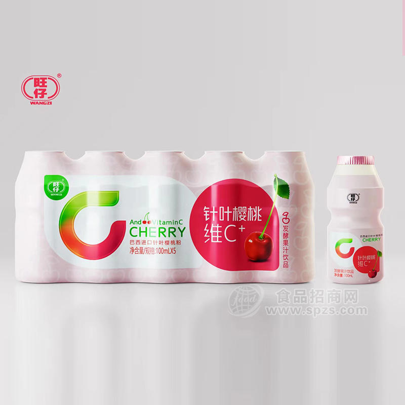 旺仔针叶樱桃维C发酵果汁饮品100mlx5瓶
