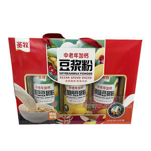 圣牧原味、加鈣、黑豆豆?jié){粉中老年加鈣禮盒裝招商920克