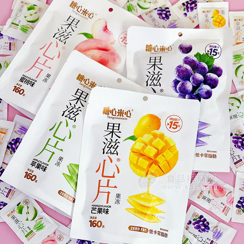 ·糖心米心芒果味果滋心片果冻袋装160克 
