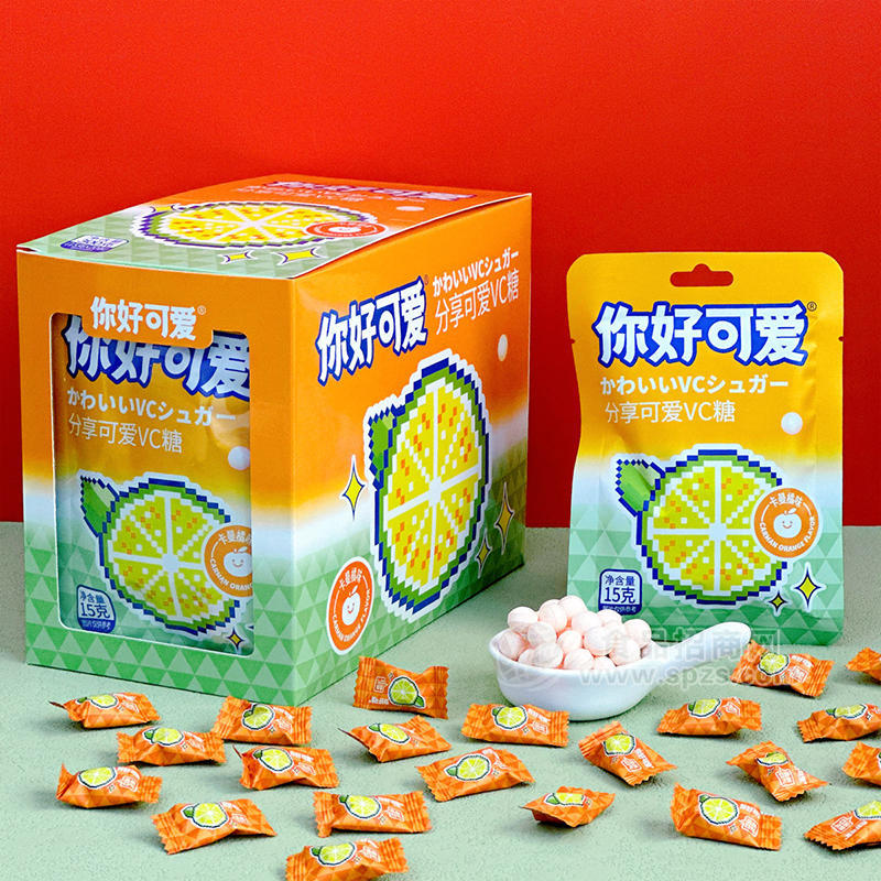 ·你好可爱橘味VC糖盒装招15克 