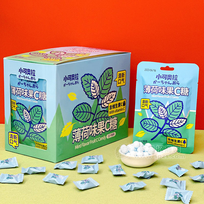 ·小可奥拉薄荷味果C糖压片糖果盒装招商15克 
