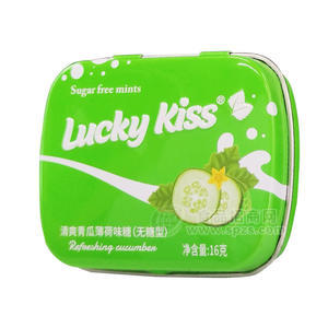 Lucky-kiss清爽青瓜薄荷味糖無糖型16g