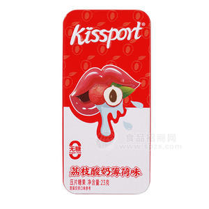 kissport無糖荔枝酸奶薄荷味壓片糖果23g