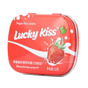 Lucky-kiss草莓酸奶薄荷味糖無糖型16g