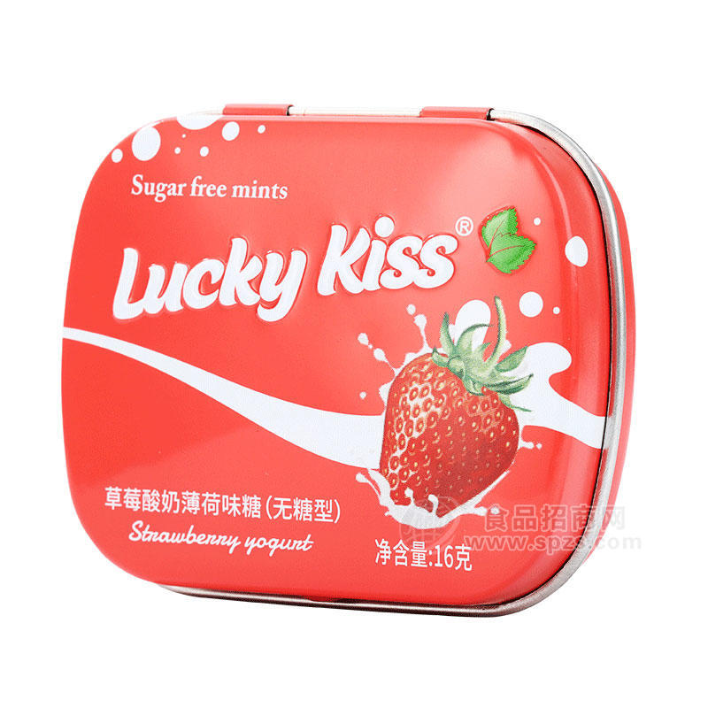 Lucky-kiss草莓酸奶薄荷味糖無糖型16g