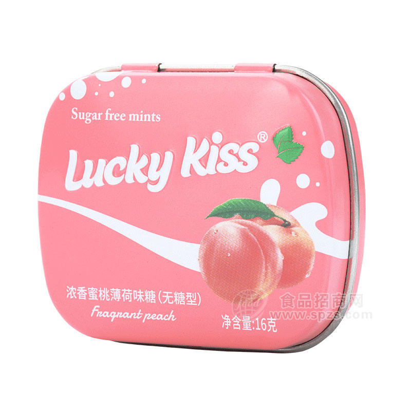 Lucky-kiss浓香蜜桃薄荷味糖无糖型16g