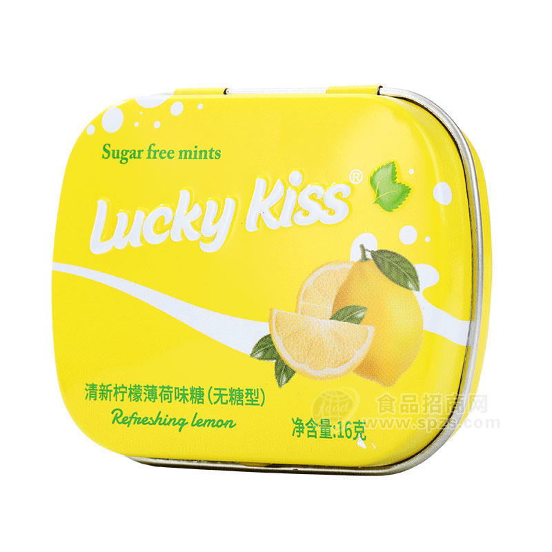 Lucky-kiss清新柠檬薄荷味糖无糖型16g