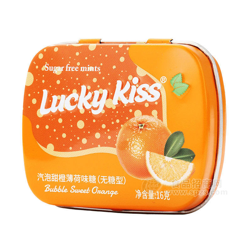 Lucky-kiss气泡甜橙薄荷味糖无糖型16g
