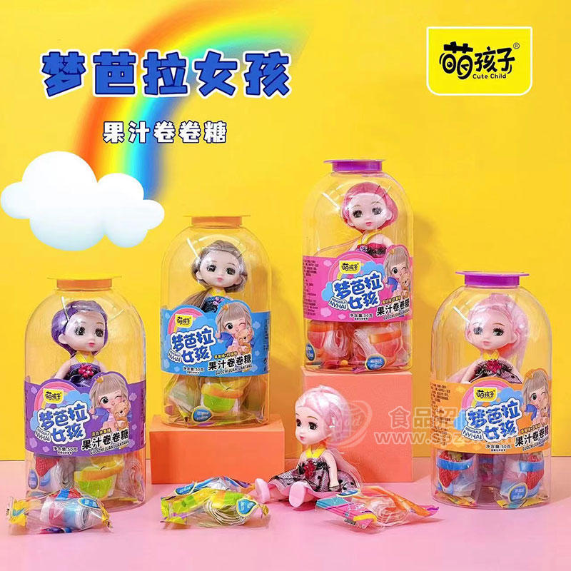 萌孩子梦巴拉女孩果汁卷卷糖混合果味50g