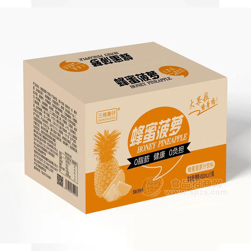 三稞菓仔蜂蜜菠萝汁饮料450mlx15瓶箱装