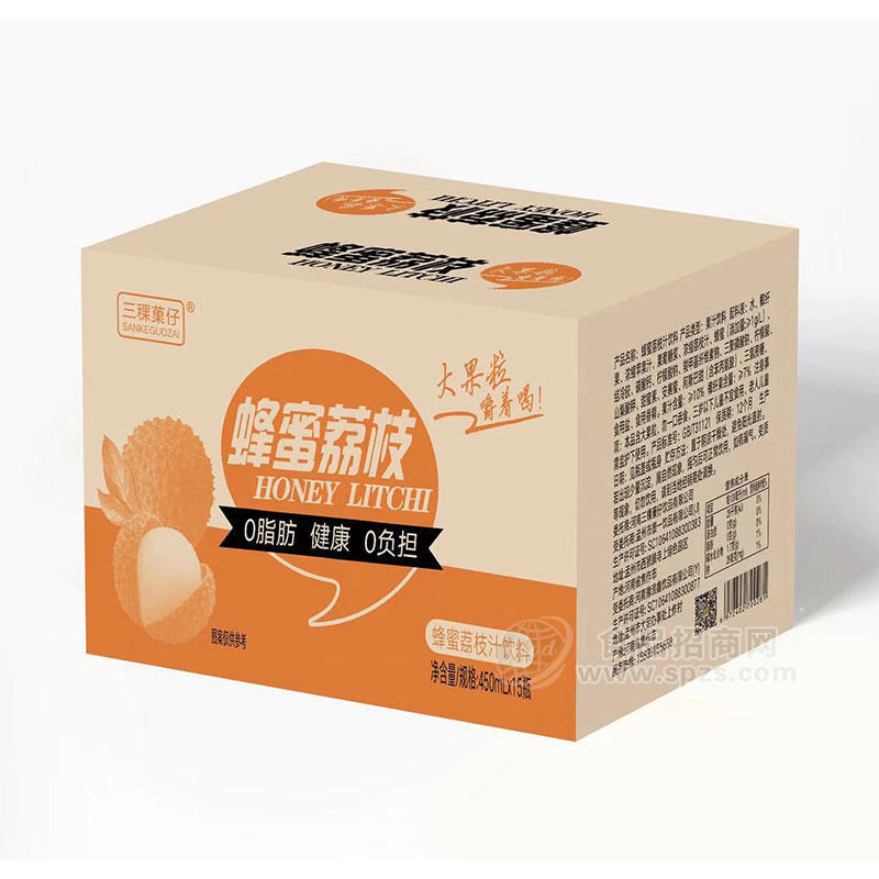 三稞菓仔蜂蜜荔枝汁饮料450mlx15瓶箱装