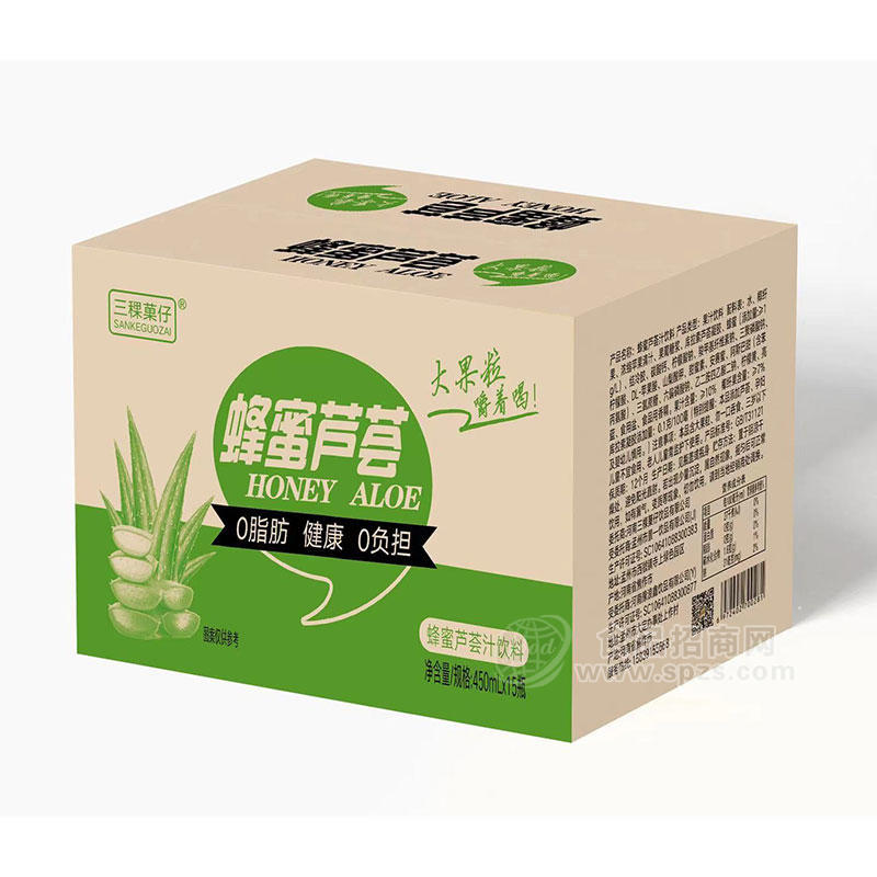 三稞菓仔蜂蜜芦荟汁饮料450mlx15瓶箱装