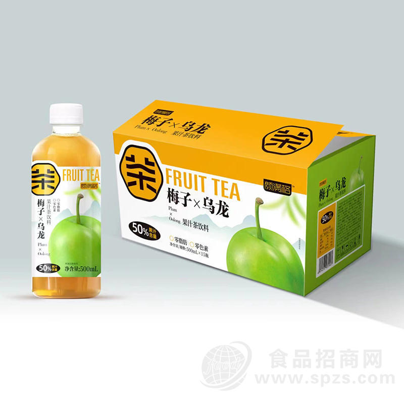 颜满格梅子乌龙果汁茶饮料500mlx15瓶