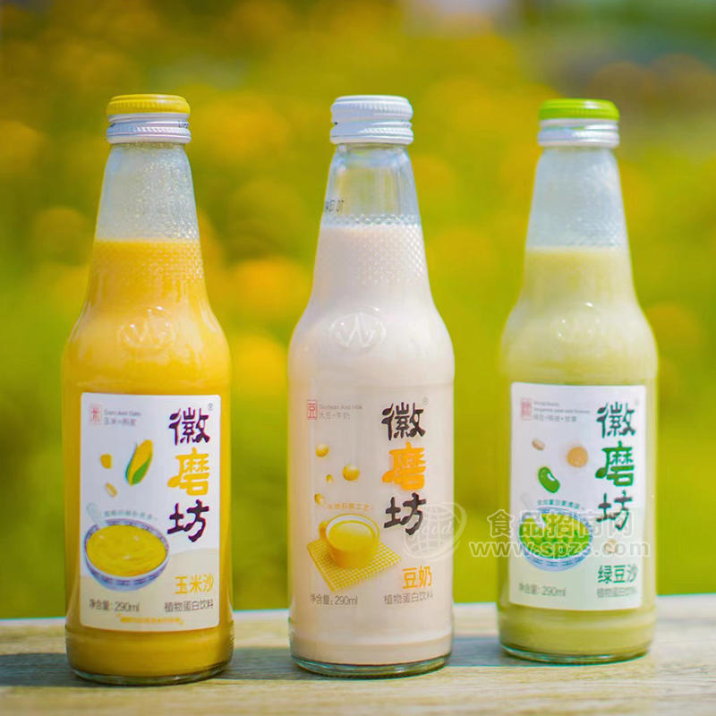·徽磨坊玉米沙豆奶绿豆沙植物蛋白饮料290ml 