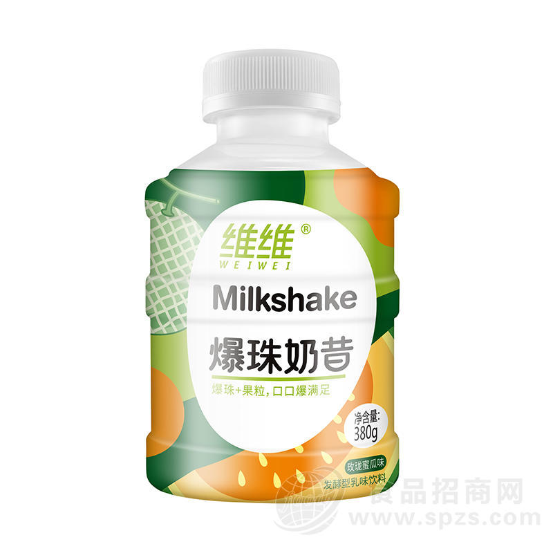 维维爆珠奶昔玫珑蜜瓜味发酵型乳味饮料瓶装380g