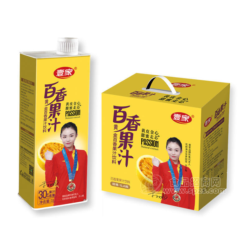壹家百香果果汁饮料1LX6瓶