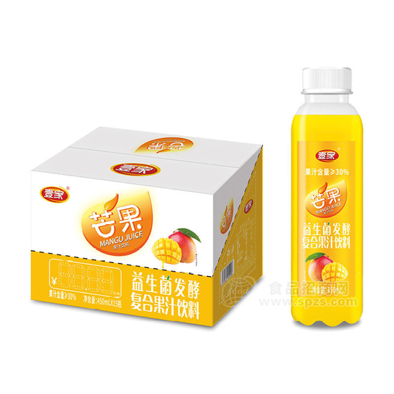 壹家芒果益生菌发酵复合果汁饮料450mlx15瓶