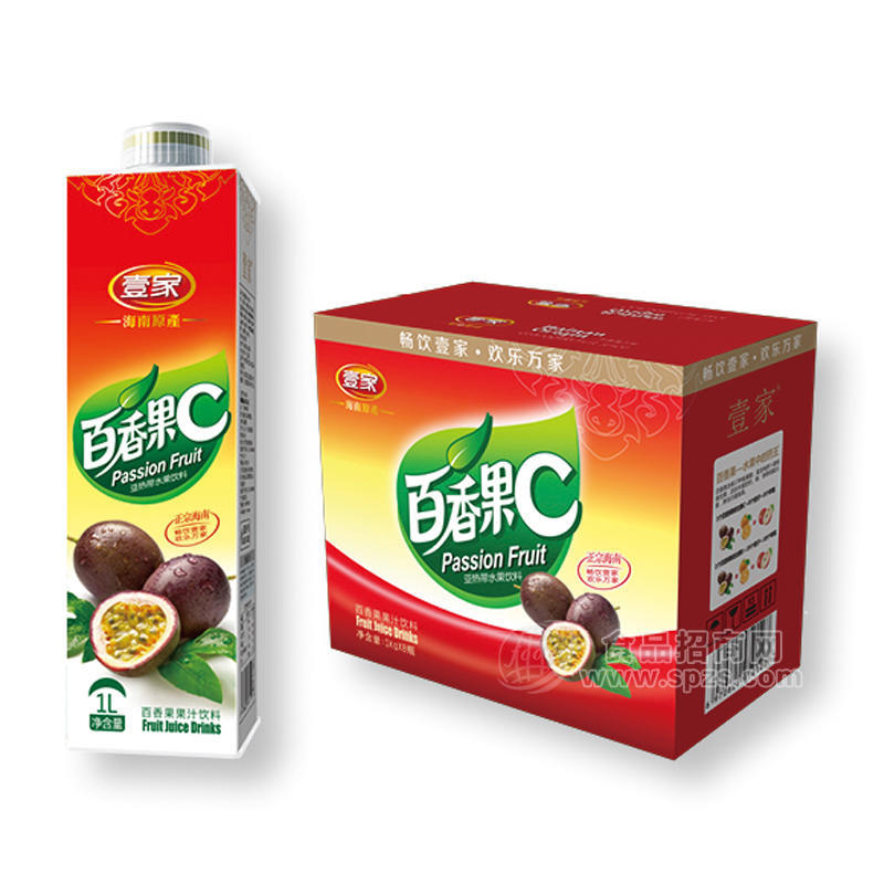 壹家百香果C果汁饮料1LX8瓶