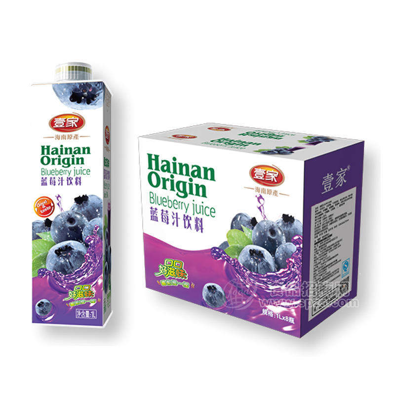 壹家蓝莓汁饮料果汁饮料1LX8瓶