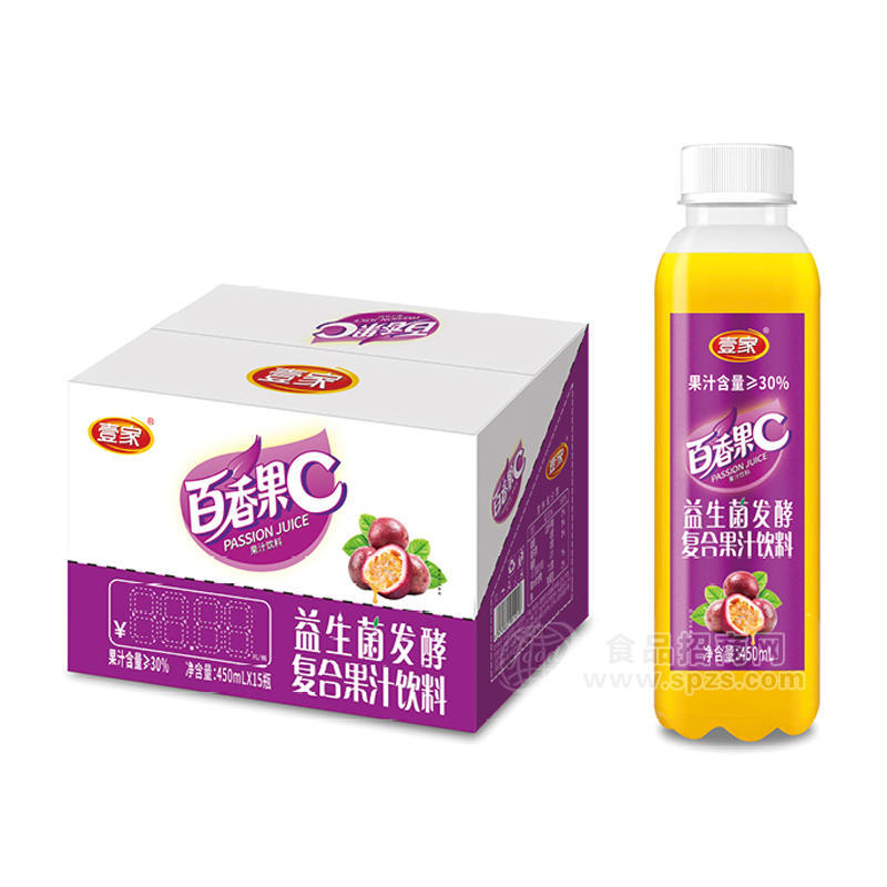 壹家百香果C益生菌发酵复合果汁饮料450mlx15瓶